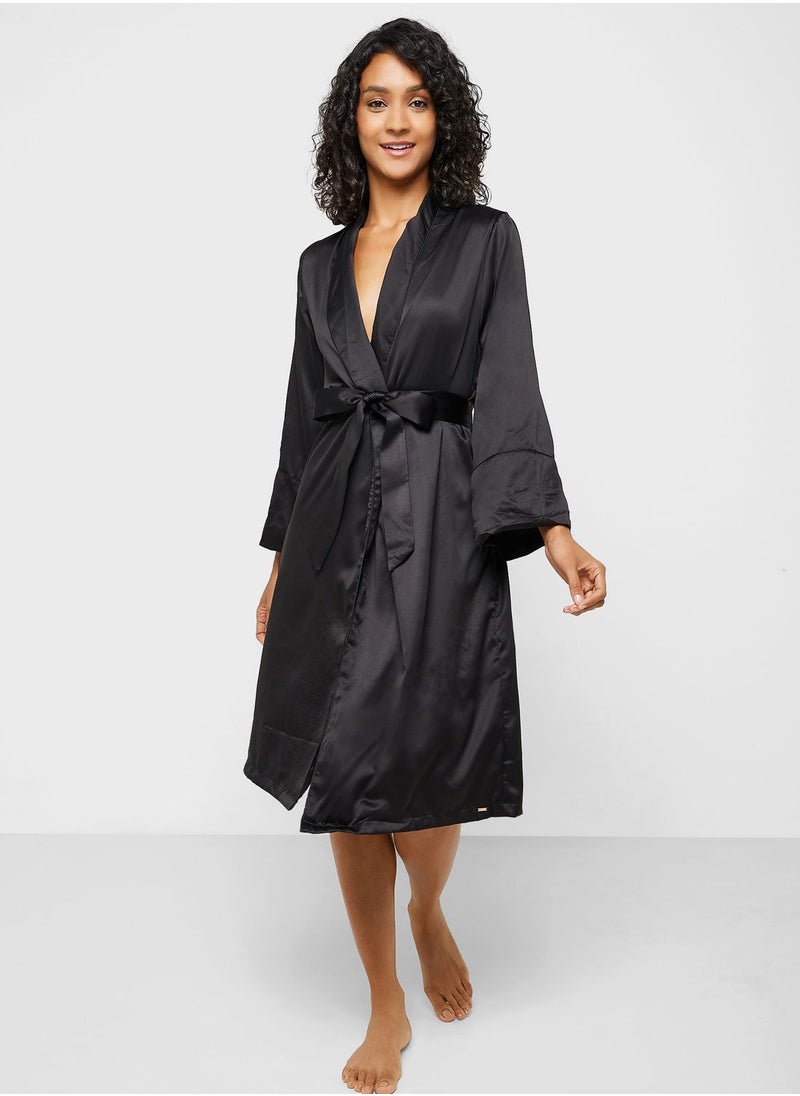 hunkemoller - Tie Detail Satin Robe - Image 1