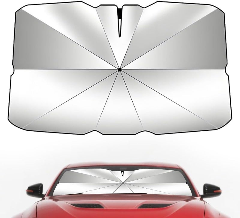 Hiuyavy Car Windshield Sun Shade Umbrella, 360° Rotation Foldable Protector for Cars, SUVs, and Trucks (140 x 80CM) - Image 1