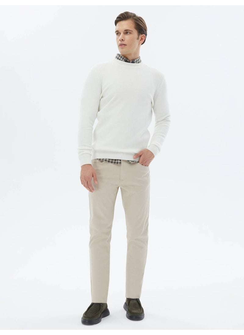 Kip - Ecru Half Turtleneck Patterned Sweater - Image 1