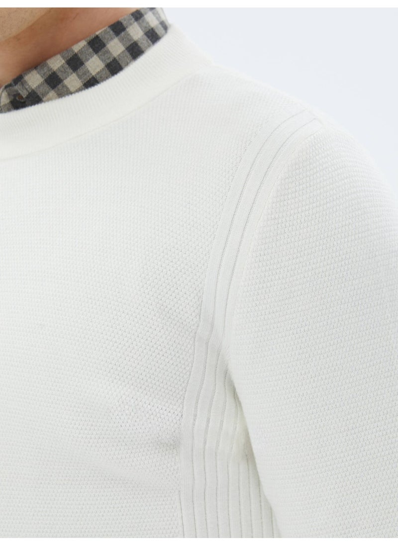Kip - Ecru Half Turtleneck Patterned Sweater - Image 1