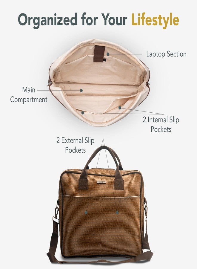 Handy Comfort Messenger Laptop Bag with Multiple Organisers | 15.6 Inch Laptop Office Bag for Men & Women | Handbags with Shoulder Straps | Business Briefcase Crossbody Bags (Beige Black, 16x12x3.5) - Image 4
