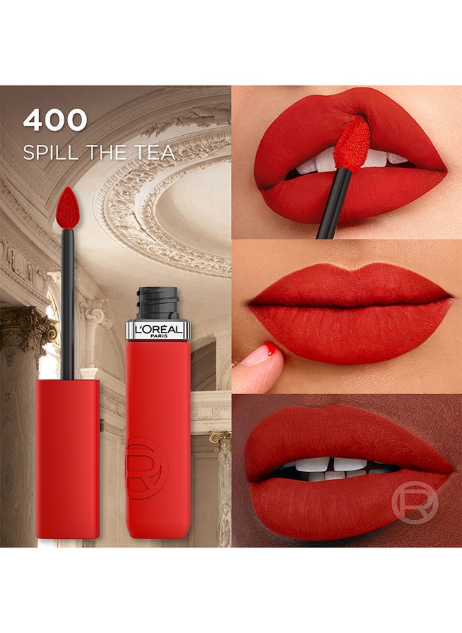 L'OREAL PARIS أحمر الشفاه السائل Infaillible Le Matte Resistance يدوم حتى 16 ساعة، 400 Spill The Tea  - Image 5