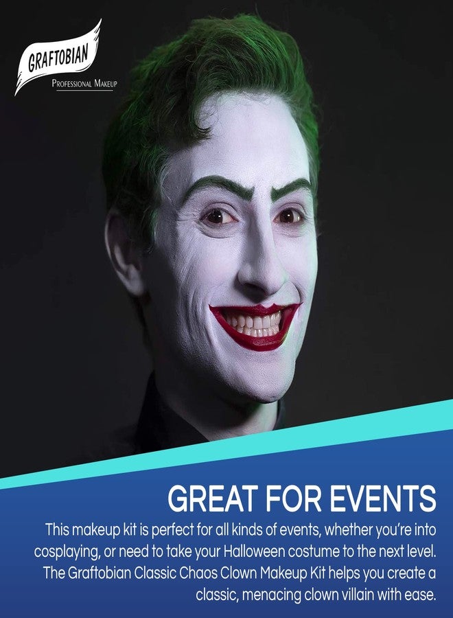 Graftobian Classic Chaos Clown Makeup Kit - Complete 11-Piece Set for Scary Jester or Clown Costume - Deluxe Face Paint with Full Color Instructions Included, Perfect for Cosplaying and Halloween - Image 3