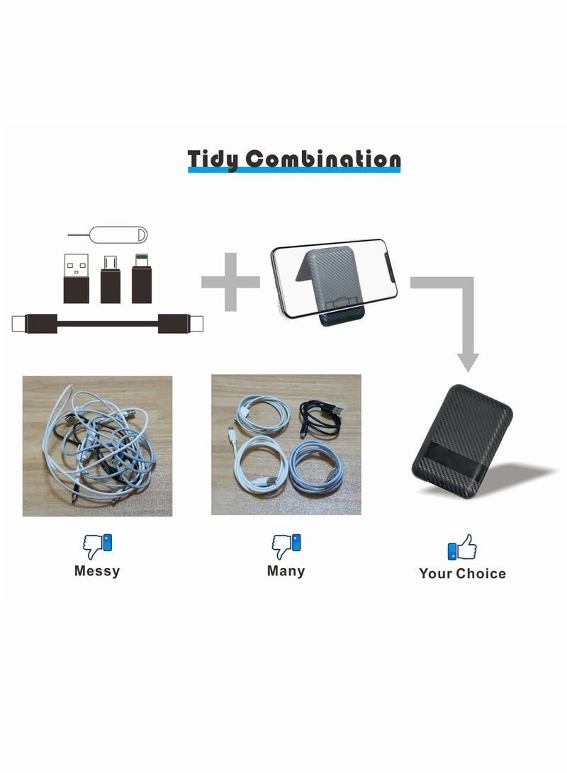 Excefore صندوق تخزين تحويل كابل USB، مجموعة محول USB من النوع C وكابل USB من النوع C، كابل شحن ونقل بيانات من النوع C، موصلات تحويل USB C إلى USB A/Micro USB/Light من سبائك الألومنيوم - Image 5