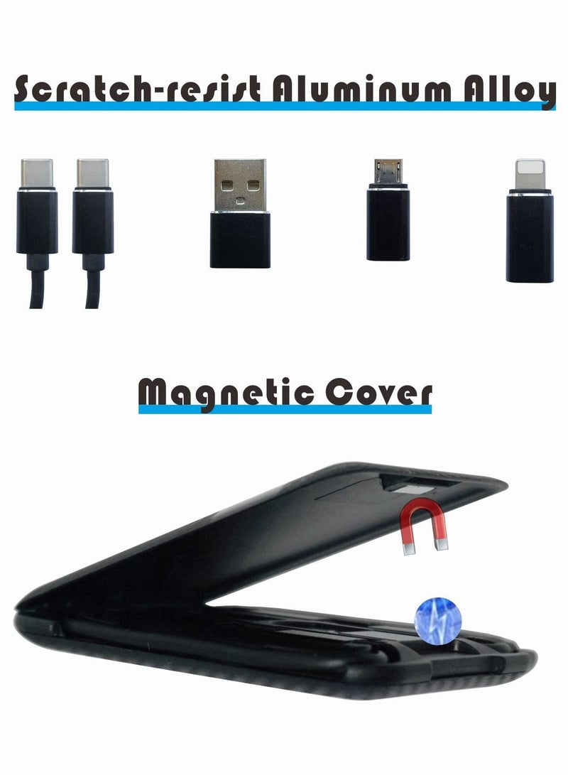 Excefore صندوق تخزين تحويل كابل USB، مجموعة محول USB من النوع C وكابل USB من النوع C، كابل شحن ونقل بيانات من النوع C، موصلات تحويل USB C إلى USB A/Micro USB/Light من سبائك الألومنيوم - Image 2