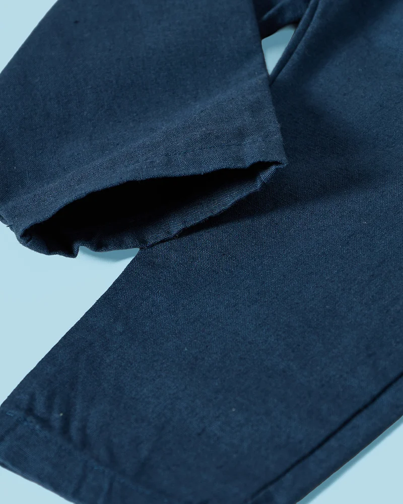 REDTAG Infant Boys Navy Linen Pull-On Pants