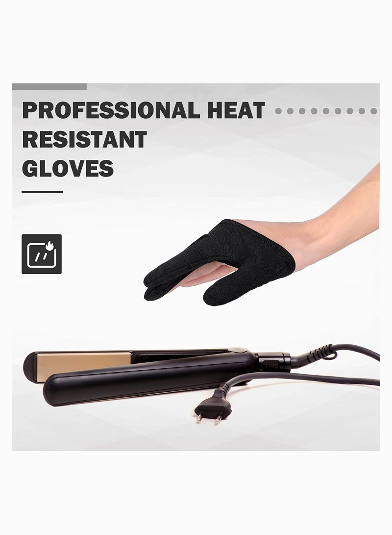 Zikra 3 Finger Heat Resistant Gloves 3 Finger Mittens Protection Gloves Curling Wand Glove Reusable Heat Gloves for Barber Hair Styling Curling Perming Hair Straightening 2 Pieces - Image 5