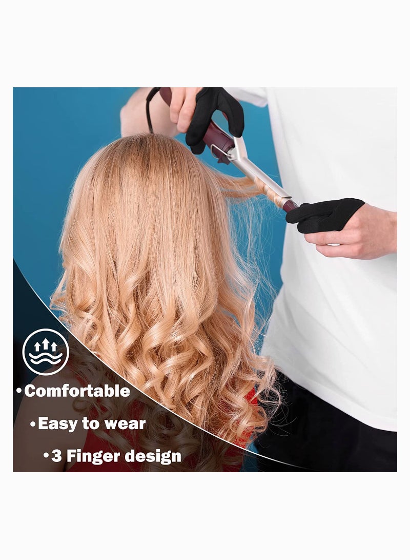 Zikra 3 Finger Heat Resistant Gloves 3 Finger Mittens Protection Gloves Curling Wand Glove Reusable Heat Gloves for Barber Hair Styling Curling Perming Hair Straightening 2 Pieces - Image 2