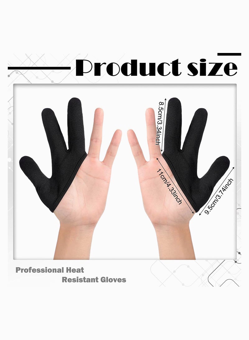 Zikra 3 Finger Heat Resistant Gloves 3 Finger Mittens Protection Gloves Curling Wand Glove Reusable Heat Gloves for Barber Hair Styling Curling Perming Hair Straightening 2 Pieces - Image 4