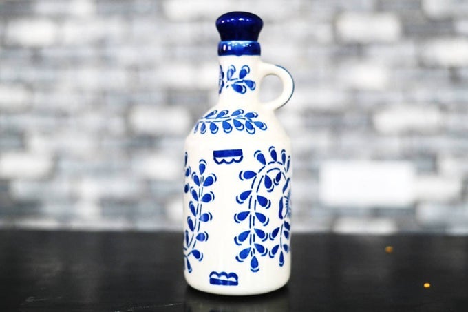 CERAMIC OIL DISPENSER 1 LITRES INK BLUE AND WHITE OIL DISPENSER BLUE OIL DISPENSER