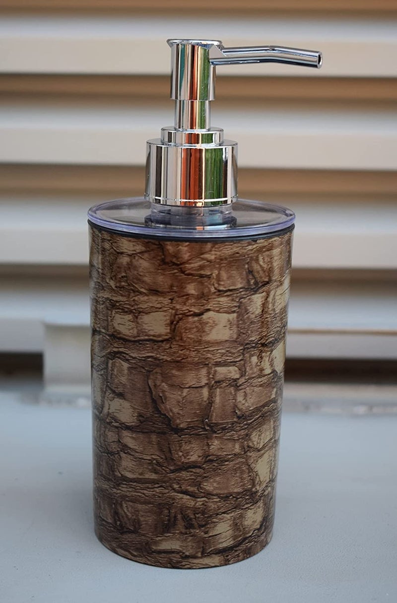 EMOH ROCED Refillable Liquid Soap Dispenser – Unbreakable Plastic Pump Bottle for Handwash, Sanitizer, Lotion, or Shampoo | Reusable Bathroom & Kitchen Dispenser (250ml) (Wooden Marble, Pack of 1) - Image 1