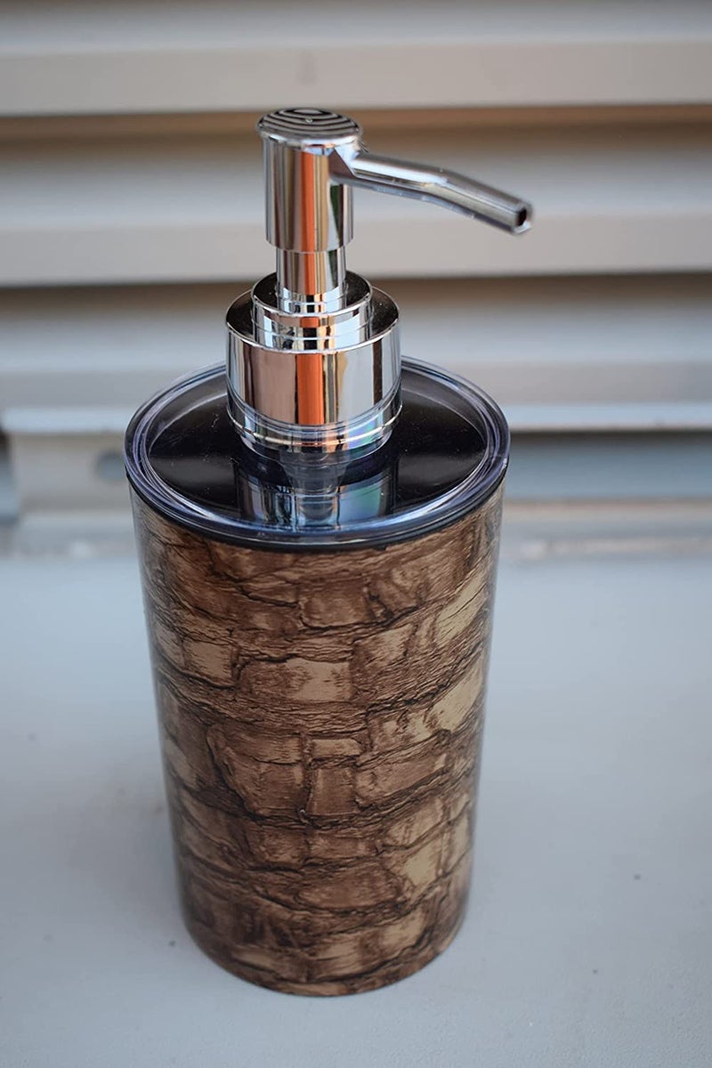 EMOH ROCED Refillable Liquid Soap Dispenser – Unbreakable Plastic Pump Bottle for Handwash, Sanitizer, Lotion, or Shampoo | Reusable Bathroom & Kitchen Dispenser (250ml) (Wooden Marble, Pack of 1) - Image 3