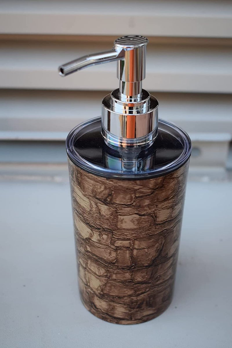 EMOH ROCED Refillable Liquid Soap Dispenser – Unbreakable Plastic Pump Bottle for Handwash, Sanitizer, Lotion, or Shampoo | Reusable Bathroom & Kitchen Dispenser (250ml) (Wooden Marble, Pack of 1) - Image 5