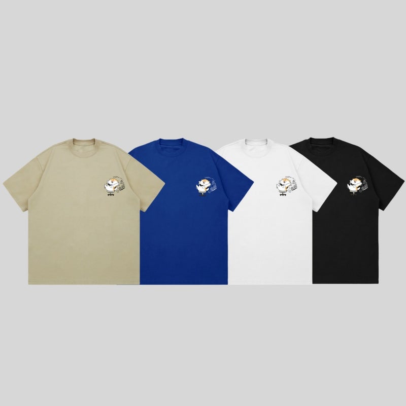 Puppy Graffiti Letter Pattern Printed T-Shirt Gender-Free Men And Women Heavy Opaque 260G American Small Neckline Short Sleeve - Image 2