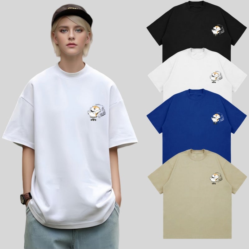 Puppy Graffiti Letter Pattern Printed T-Shirt Gender-Free Men And Women Heavy Opaque 260G American Small Neckline Short Sleeve - Image 3