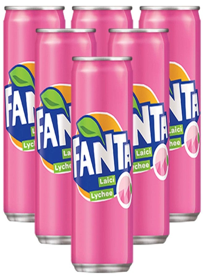 Fanta Lychee Flavoured Drink, 6 X 320 Ml, Vegetarian - Image 1