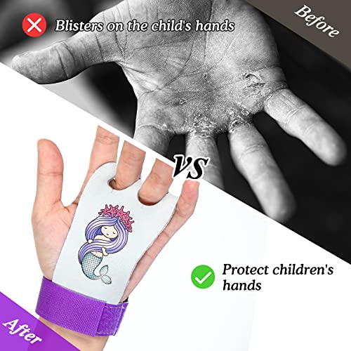 Threan Gymnastics Bar Grips Gymnastics Athletic Gloves for Girls Kids Youth Yoga Bars Lifting Gym Home, Mermaid Style - Image 5