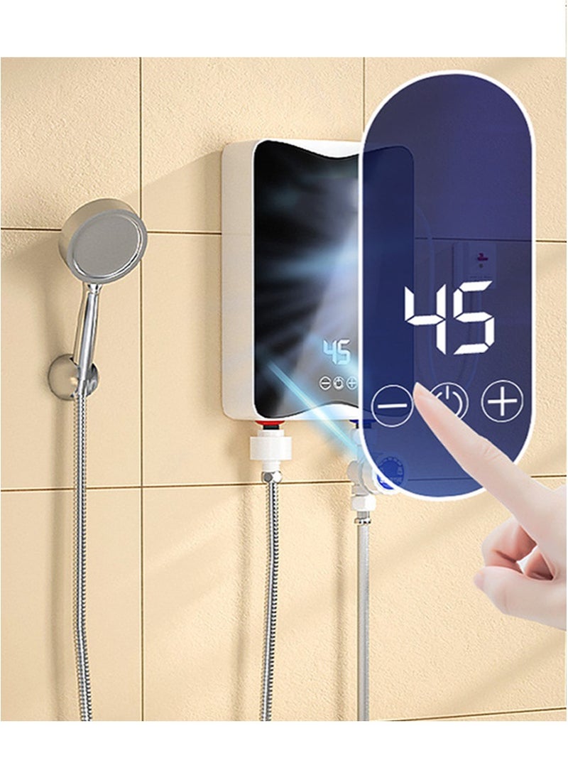 Apustim Electric Instant Water Heater，Shower Electric，5.5KW Mini Electric Tankless Water Heater with LED Temperature Display for Kitchen，Bathroom and Sink Under/Overcounter Instantaneous with Showerhead - Image 1
