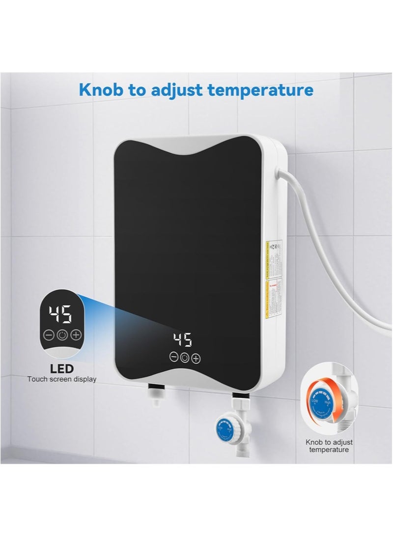 Apustim Electric Instant Water Heater，Shower Electric，5.5KW Mini Electric Tankless Water Heater with LED Temperature Display for Kitchen，Bathroom and Sink Under/Overcounter Instantaneous with Showerhead - Image 2