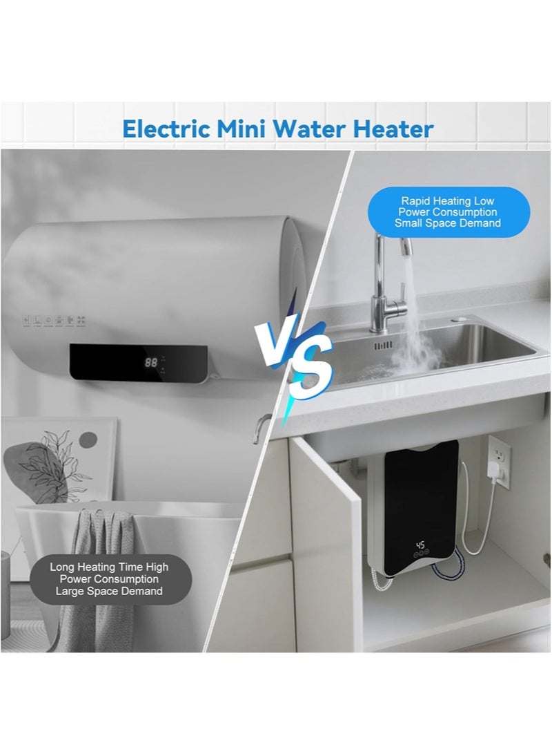 Apustim Electric Instant Water Heater，Shower Electric，5.5KW Mini Electric Tankless Water Heater with LED Temperature Display for Kitchen，Bathroom and Sink Under/Overcounter Instantaneous with Showerhead - Image 3