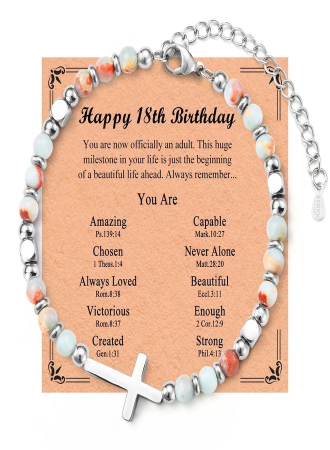 FIEEFX 18th Birthday Gifts for Girls, 18 Year Old Girl Birthday Gifts, Cross Bracelet Happy 18th Birthday Decorations for Girls Daughter Sister Granddaughter Niece with Card - Image 1