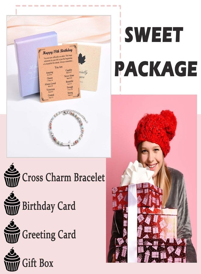 FIEEFX 18th Birthday Gifts for Girls, 18 Year Old Girl Birthday Gifts, Cross Bracelet Happy 18th Birthday Decorations for Girls Daughter Sister Granddaughter Niece with Card - Image 5