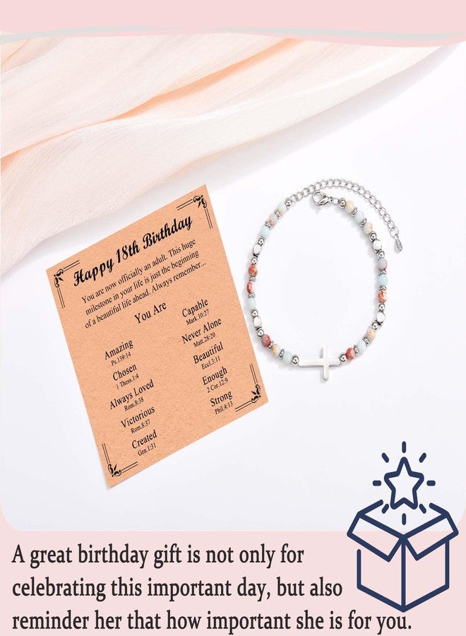 FIEEFX 18th Birthday Gifts for Girls, 18 Year Old Girl Birthday Gifts, Cross Bracelet Happy 18th Birthday Decorations for Girls Daughter Sister Granddaughter Niece with Card - Image 4