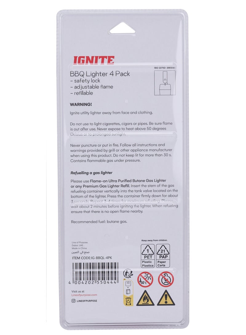 إجنايت ولاعة إغنايت بريميوم متعددة الاستخدامات للمطبخ والفحم والشواء والبخور والمبخرة وموقد البوتان وغيرها (4 عبوات) - Image 2