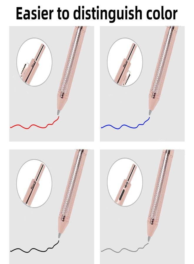 RANBOS 4-in-1 Four-Color Multifunctional Pen, Black/Red/Blue Ballpoint Pen and 0.5mm Mechanical Pencil, Metal Case Pen, Great Gift for Friends, Loved Ones (Rose Gold) - Image 2