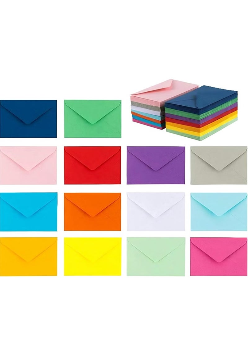 Generic 70 packs of mini envelopes, holiday party gift envelopes, which can be used to decorate, write letters, pack cards, 14 colors of mini envelope membership cards, European blank envelopes 4 x 2.7 inches  - Image 1
