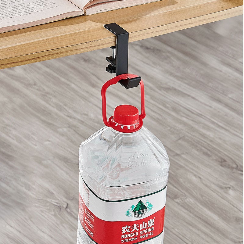 Student Desk Side Bag Hook Organizer [Black]-ejector rod single hook 