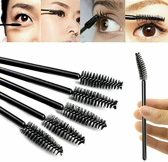 MISKEEN Mascara Wands Bulk Disposable Eyelash Eye Brow Brushes Applicator Spoolie Applicator Lash Extensions Makeup Black Silver Pink Red Tool Set BLACK 200