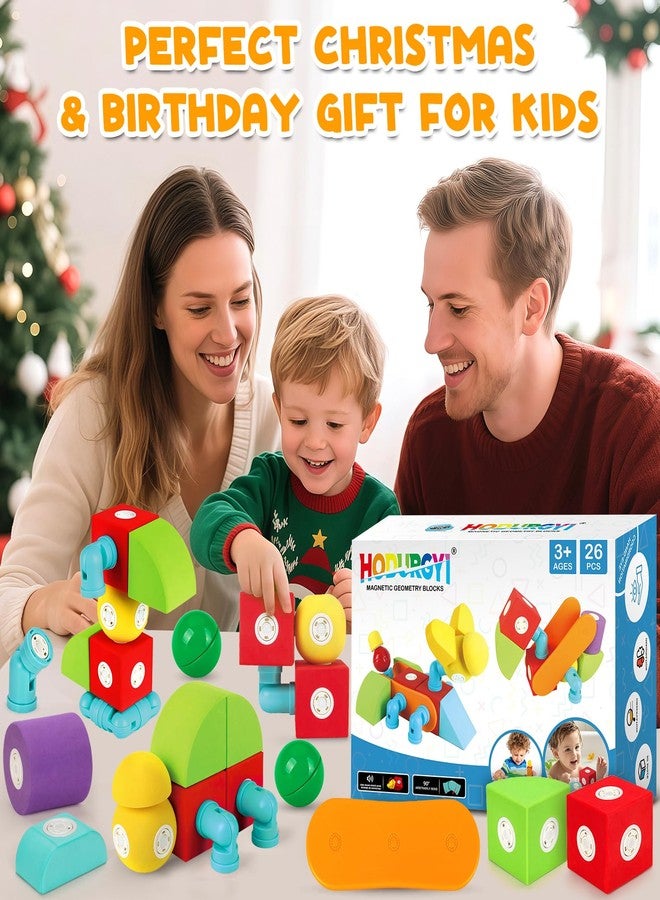 Hodurgyi 26 PCS Magnetic Foam Blocks, STEM Preschool Toys for Children, Magnetic Building Blocks for Toddlers, Kids Bath Toys and Montessori Sensory Toys, Birthday for Boys & Girls Age 3 4 5 6+ - Image 5