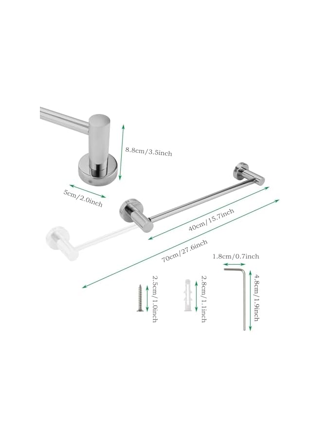 S-TOP Stainless Steel Towel Rail, 40-70cm Adjustable Wall Mounted Towel Holder with Screws, Expandable Polished Towel Bar Rack for Bathroom Kitchen Accessory - Image 3