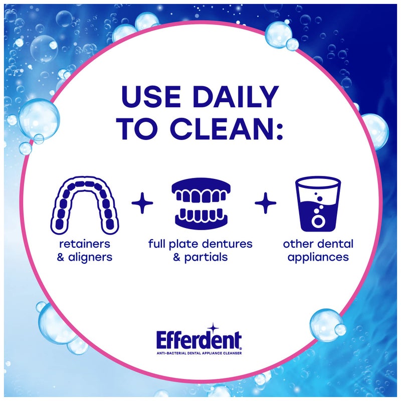 Efferdent Retainer Cleaning Tablets, Denture Cleanser Tablets for Dental Appliances, Complete Clean, 126 Tablets - Image 3