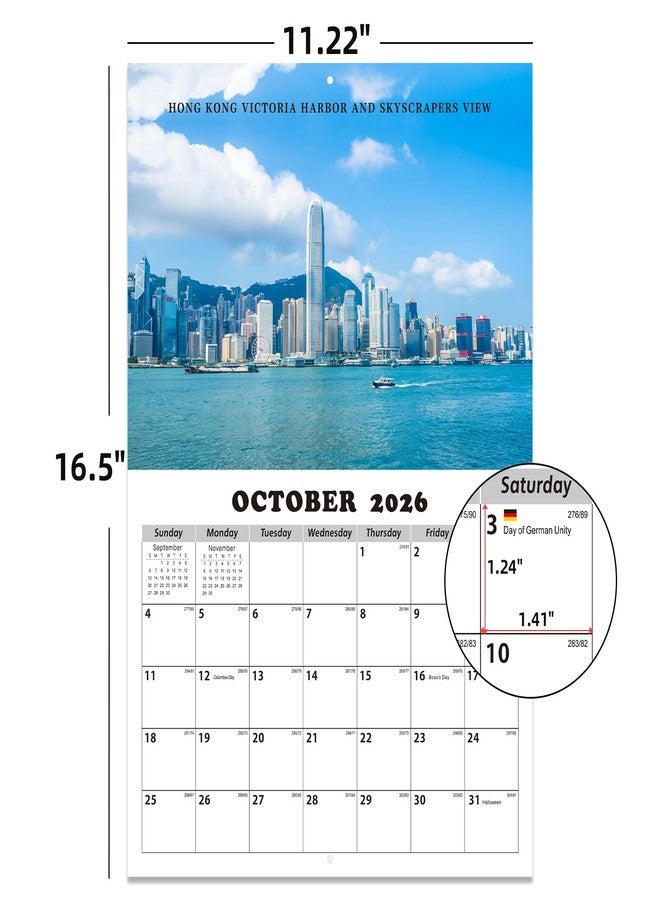 Dayvorax 2026 Wall Calendar - Monthly Calendar 2026-2027, Jan 2026 - Jan 2027, 11" x 16.5", Large Wall Calendar with Thick Paper, Large Blocks, Home or Office Calendar, World Scenery - Image 3