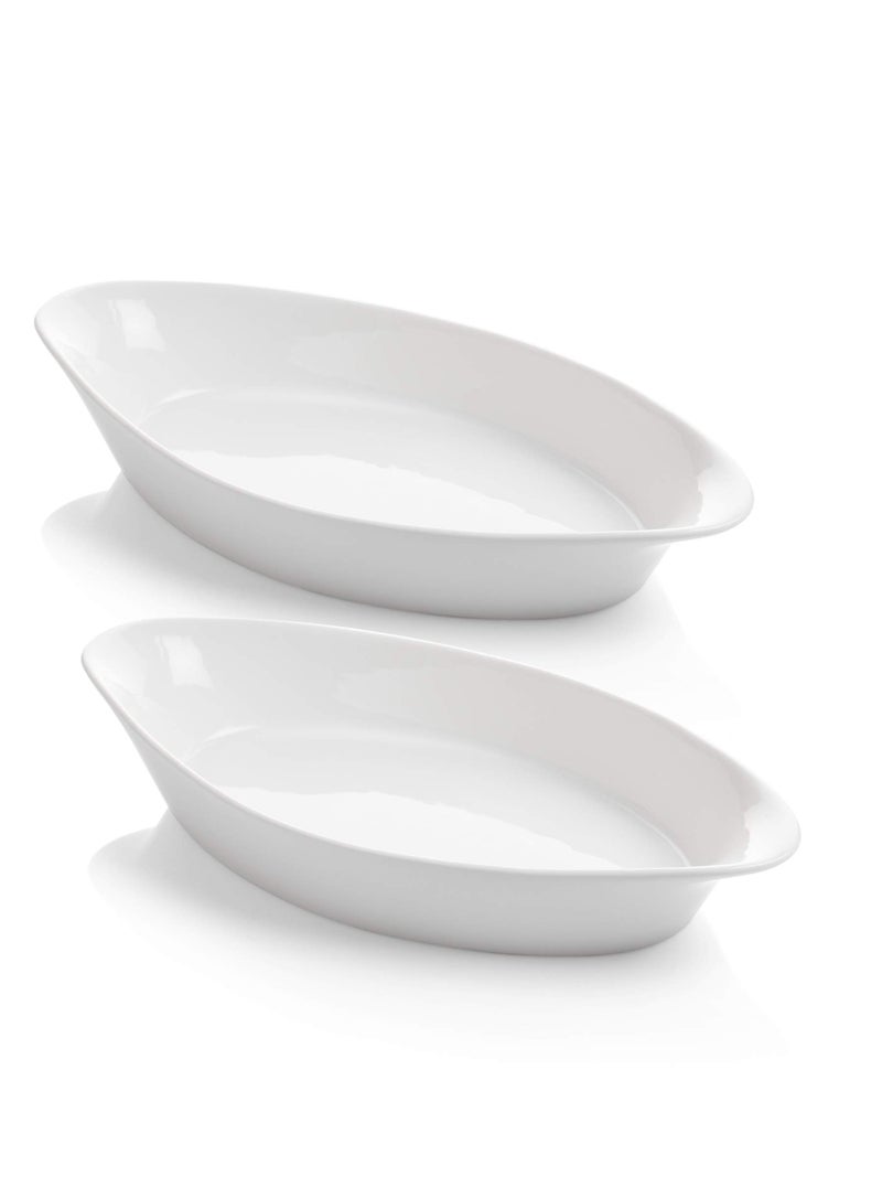 Clay Craft Basics White Bone China Ceramic Pie Dish Perfect for Modern Kitchen - Set of 2 - Image 2