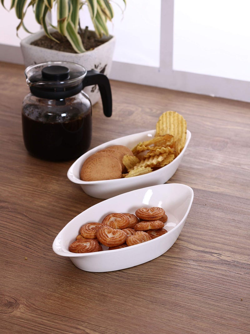 Clay Craft Basics White Bone China Ceramic Pie Dish Perfect for Modern Kitchen - Set of 2 - Image 1