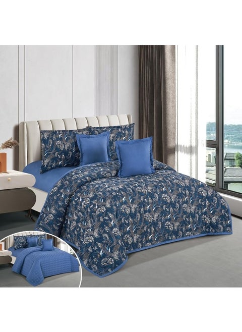 100% Microfiber King Size Bedspread for Two People, Geometric Design Bed Cover, Reversible, Set of 6, King Size 250X230 cm