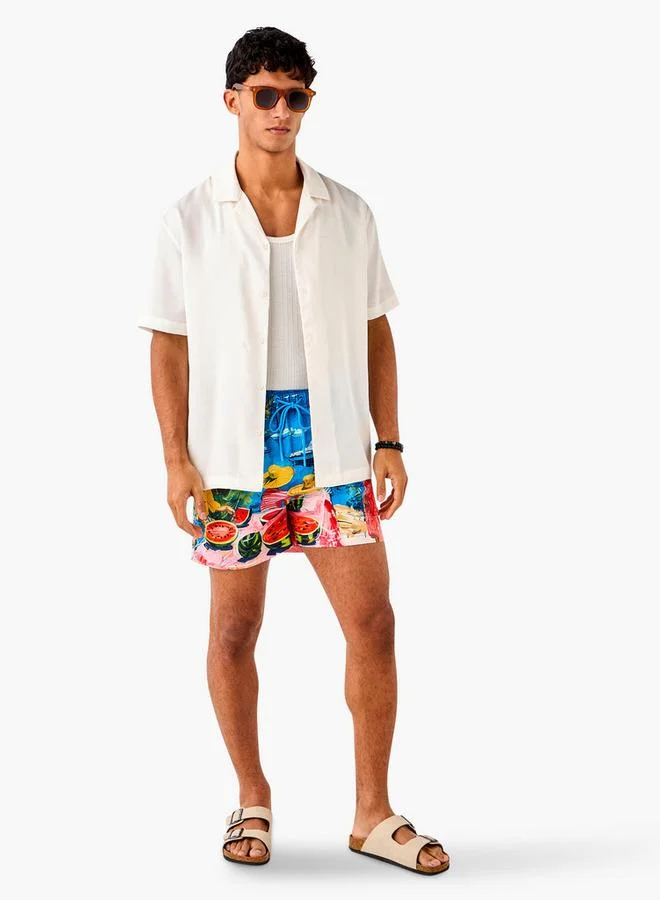 Splash FAV Printed Flexi-Waist Flexi Waist Shorts with Pockets