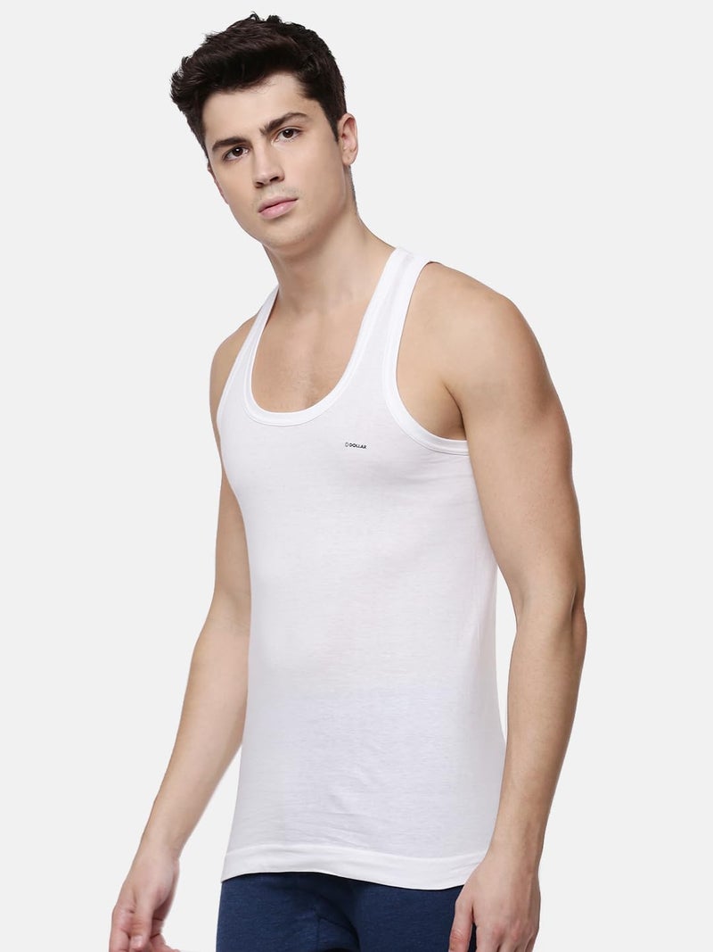 Dollar Lehar Combed Cotton Men's White Vest - Pack of 4 - Image 2