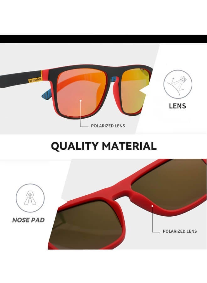 Generic Polarised Sunglasses for Men and Women, 100% UV Protection, Lightweight Retro Vintage Design, Unisex Glasses for Sports, Cycling, Golf, Fishing, CE, UV400, CAT.3 I D731 Red - Image 3