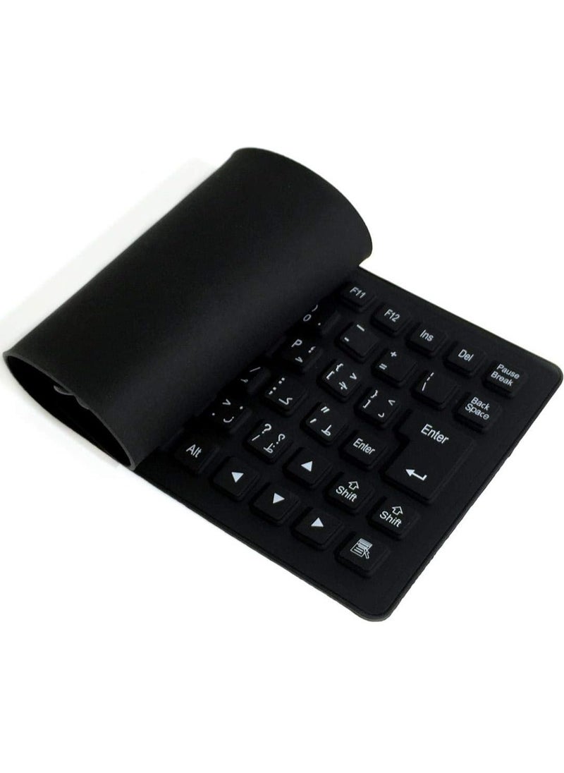 flexible Flexible USB Keyboard Silicone Gel Flexible Foldable 85 Keys Arabic and English Keyboard Button Cover Soft Rubber for PC Laptop Black.  - Image 4