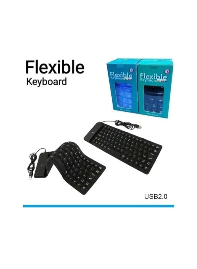 flexible Flexible USB Keyboard Silicone Gel Flexible Foldable 85 Keys Arabic and English Keyboard Button Cover Soft Rubber for PC Laptop Black.  - Image 5