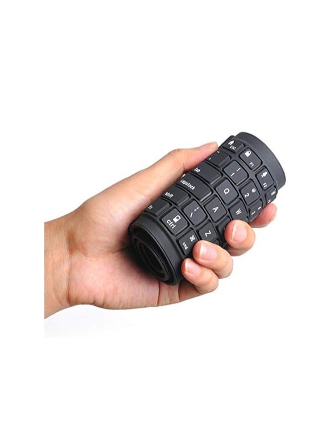 flexible Flexible USB Keyboard Silicone Gel Flexible Foldable 85 Keys Arabic and English Keyboard Button Cover Soft Rubber for PC Laptop Black.  - Image 1
