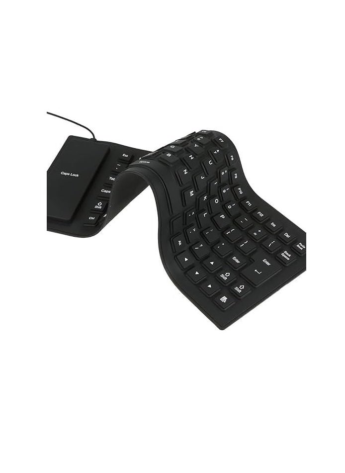 flexible Flexible USB Keyboard Silicone Gel Flexible Foldable 85 Keys Arabic and English Keyboard Button Cover Soft Rubber for PC Laptop Black.  - Image 2