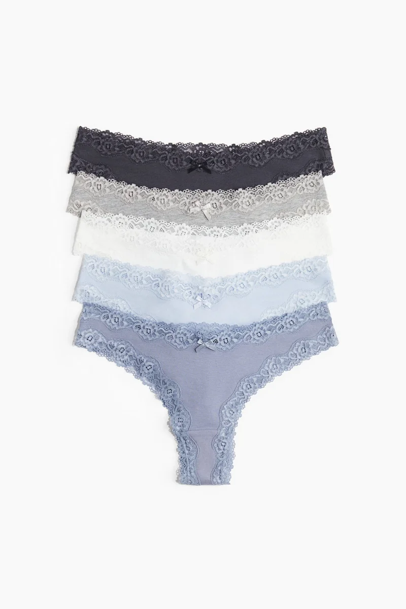 H&M 5-pack cotton and lace Brazilian briefs