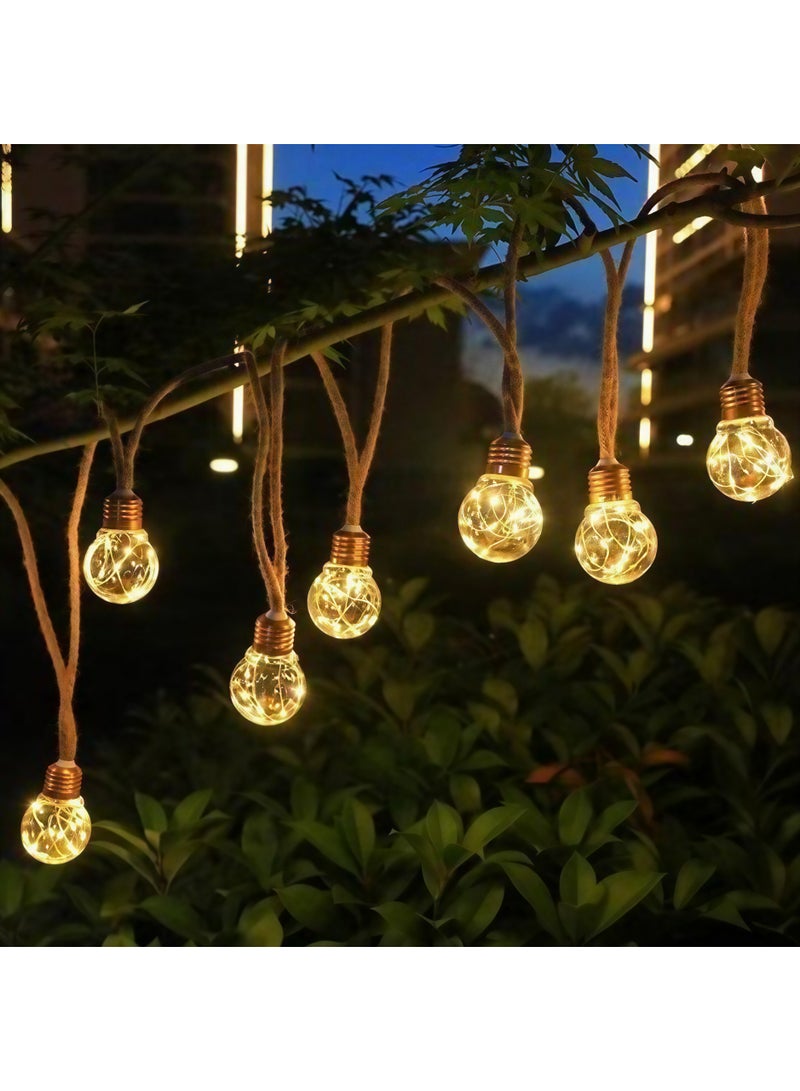 مجموعة إضاءة LED خارجية/داخلية على شكل لمبات، مقاومة للمياه، طول 5 متر (10 لمبات) – ديكور رمضان والحفلات