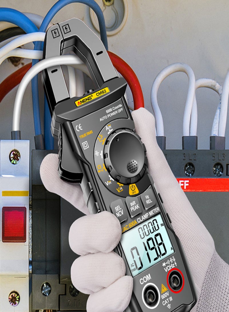 ANENG CM82 مقياس المشبك الرقمي 6000 عد True RMS NCV مقياس عالمي 600V جهد DC/AC 600A تيار DC/AC مقياس متعدد رقمي من نوع المشبك اختبار تلقائي متكامل مقياس تيار المشبك الذكي - Image 3