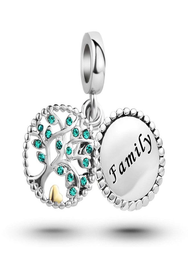 MiiFort Family Tree of Life Dangle Charm fits Pandora Charms Bracelets Women Green Crystal Cubic Zirconia - Image 1
